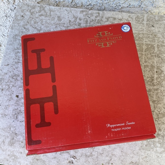 Fitz & Floyd Peppermint Santa Napkin Holder - Porcelain Xmas Holiday Decor VTG - Picture 10 of 10